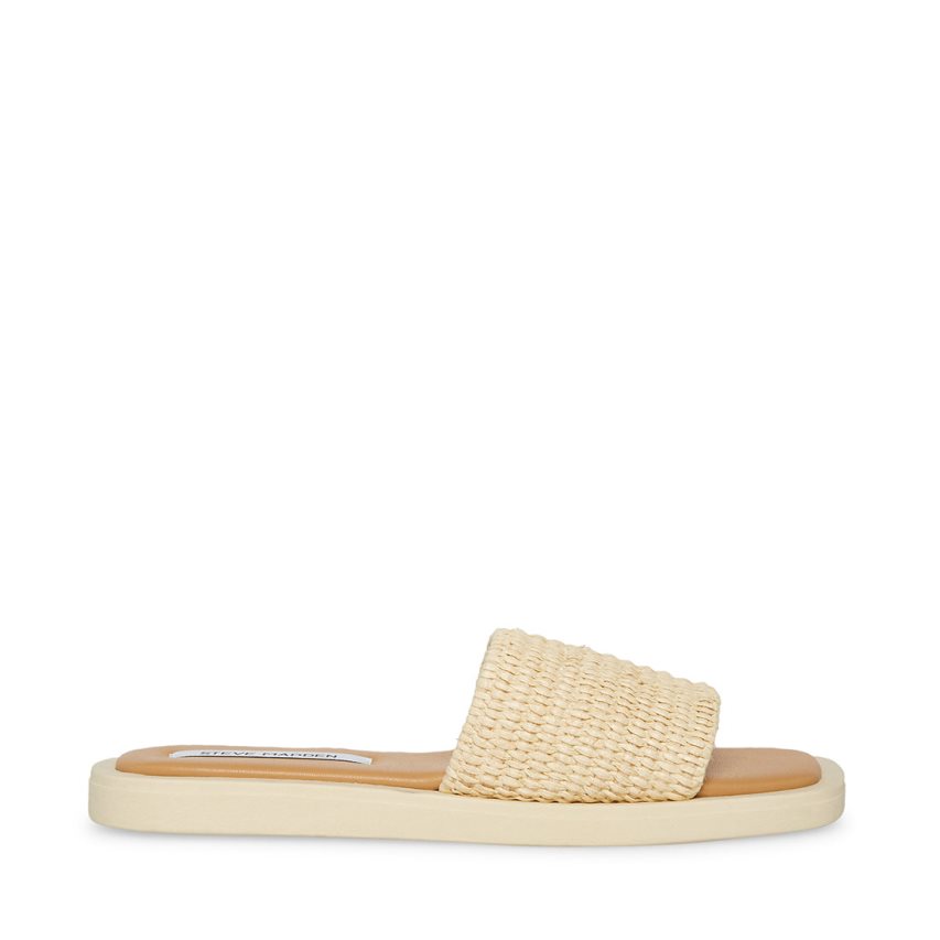 Beige Steve Madden Leigh Natural Women's Slides | PH 2059ICX